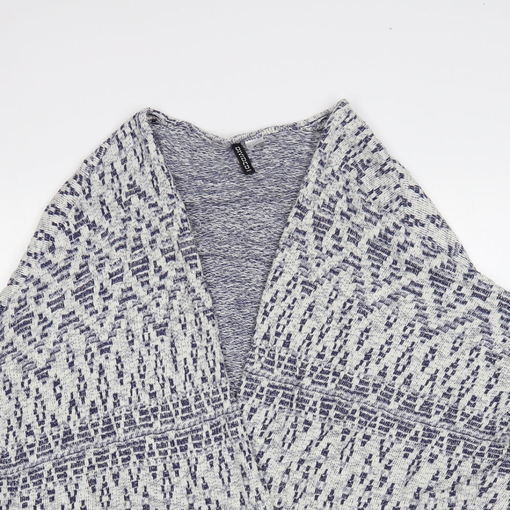 H&M Womens Blue V-Neck Geometric Cotton Cardigan Jumper Size S