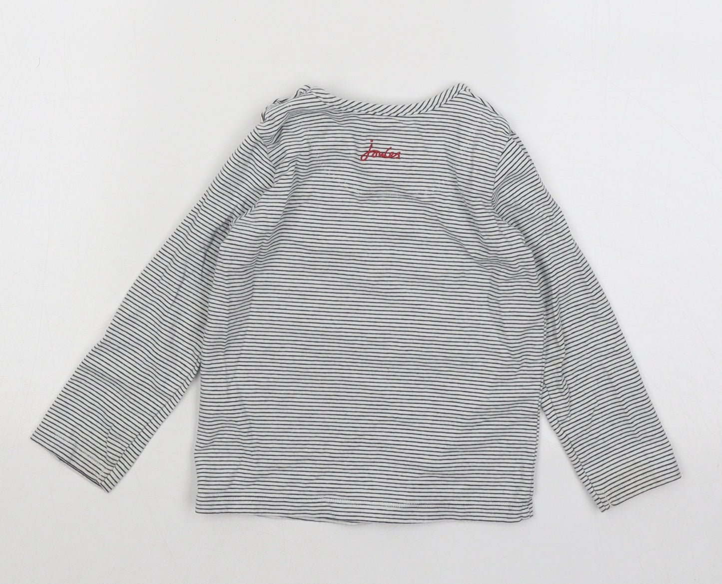 Joules Boys Blue Striped Cotton Basic T-Shirt Size 2-3 Years Round Neck Pullover - Wild Child