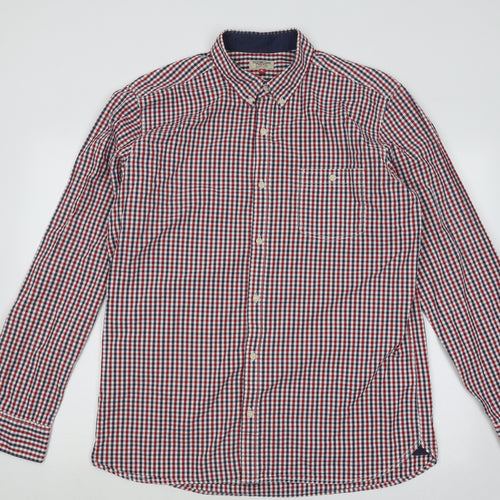 NEXT Mens Red Plaid Cotton Button-Up Size XL Collared Button