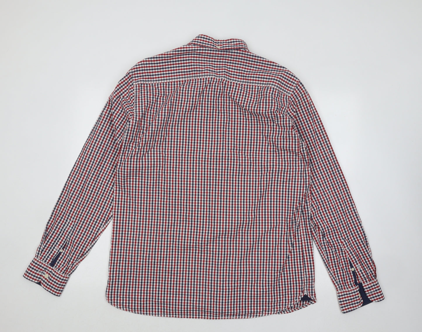 NEXT Mens Red Plaid Cotton Button-Up Size XL Collared Button
