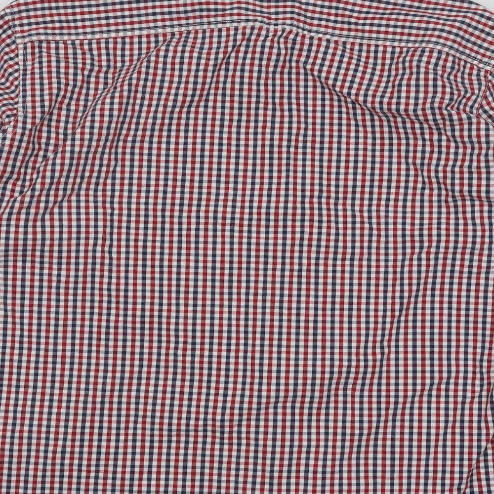 NEXT Mens Red Plaid Cotton Button-Up Size XL Collared Button
