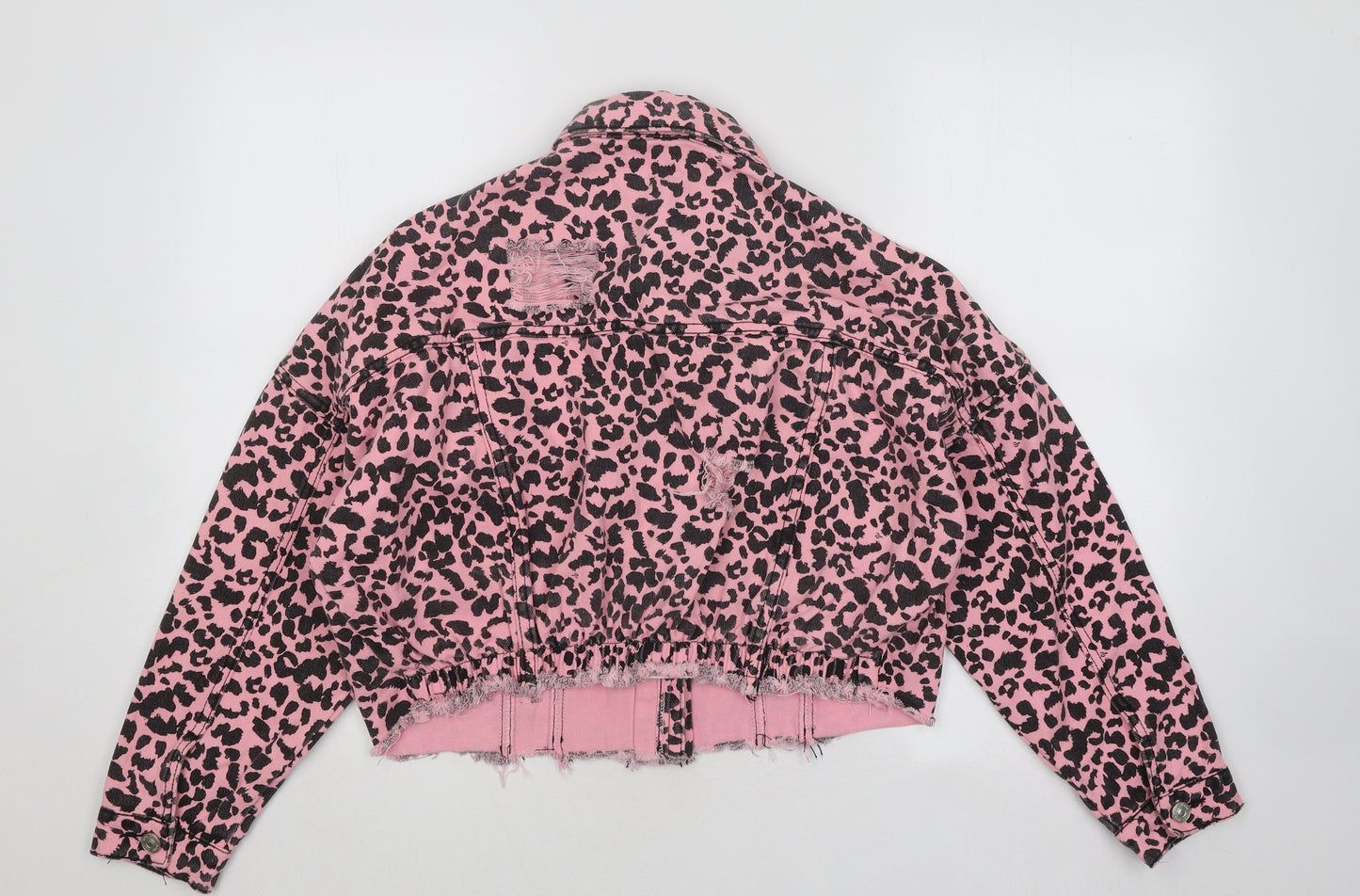 My Bestiny Womens Pink Animal Print Jacket Size S Button