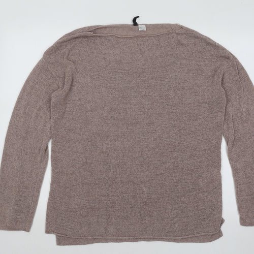 Divided by H&M Womens Brown Round Neck Acrylic Pullover Jumper Size S