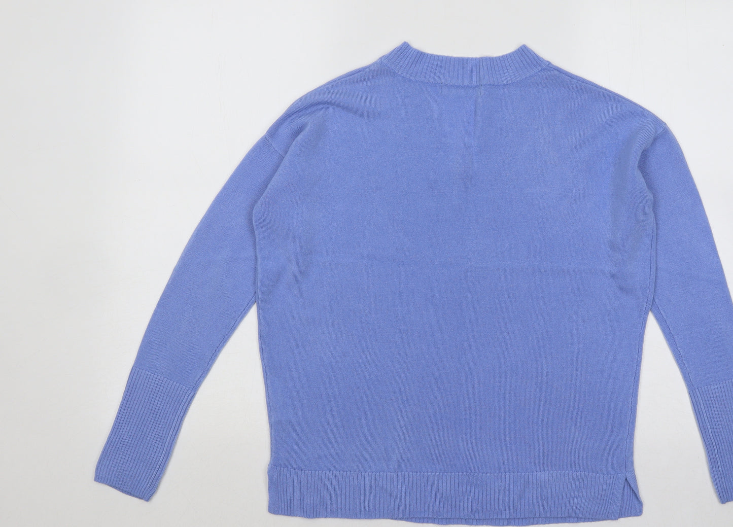 F&F Womens Blue V-Neck Acrylic Pullover Jumper Size 6