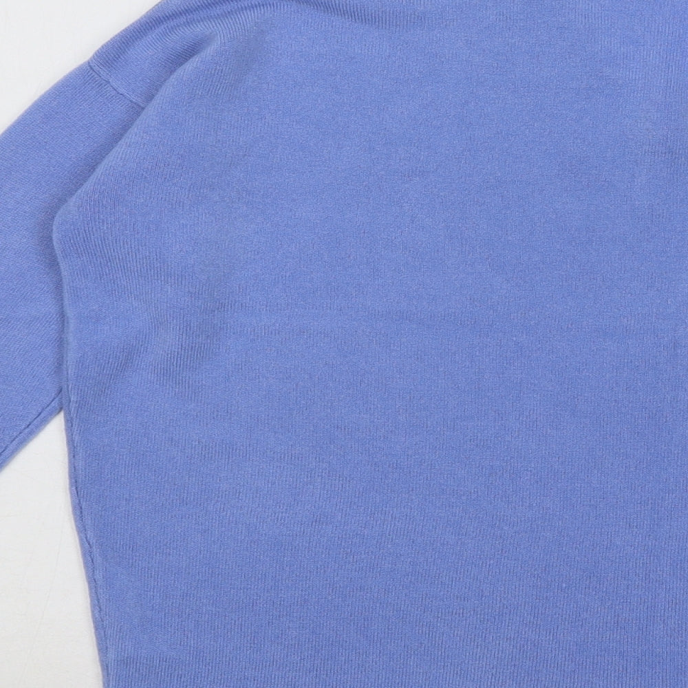 F&F Womens Blue V-Neck Acrylic Pullover Jumper Size 6