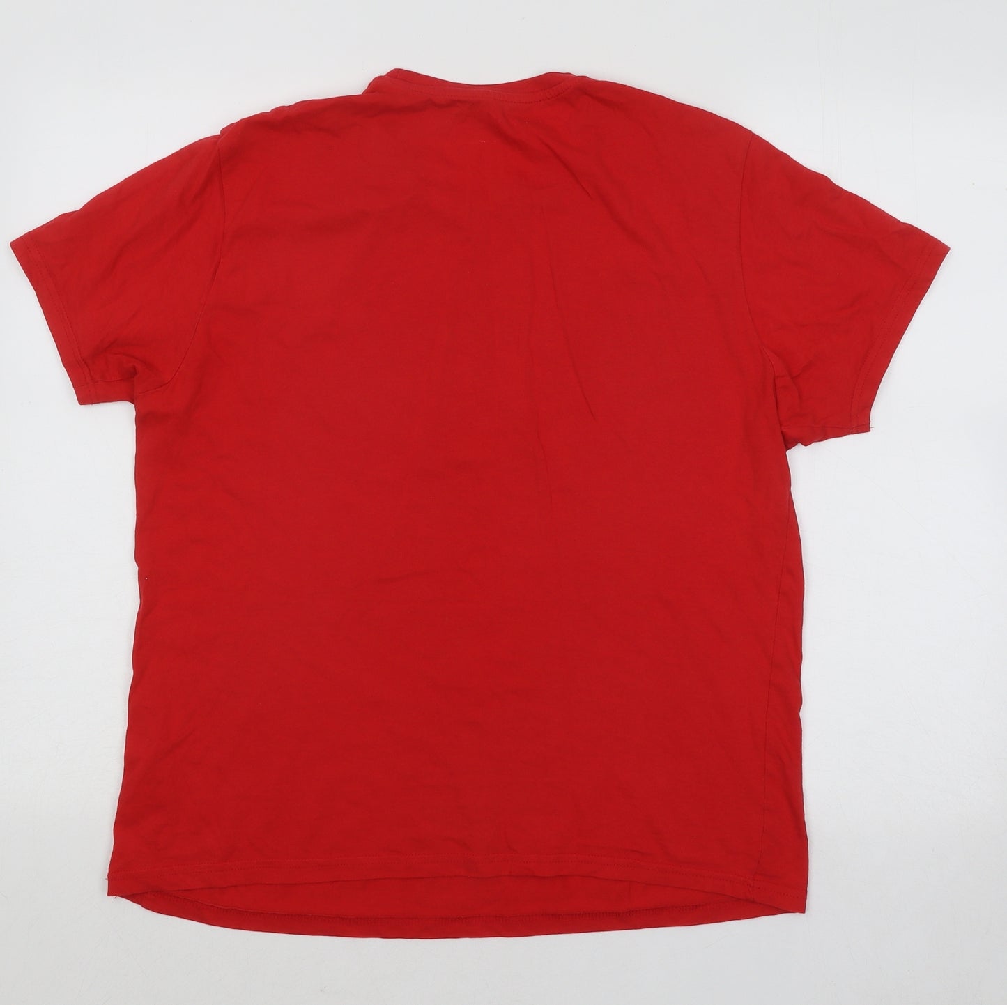 Primark Womens Red Cotton Basic T-Shirt Size M Round Neck - Boston