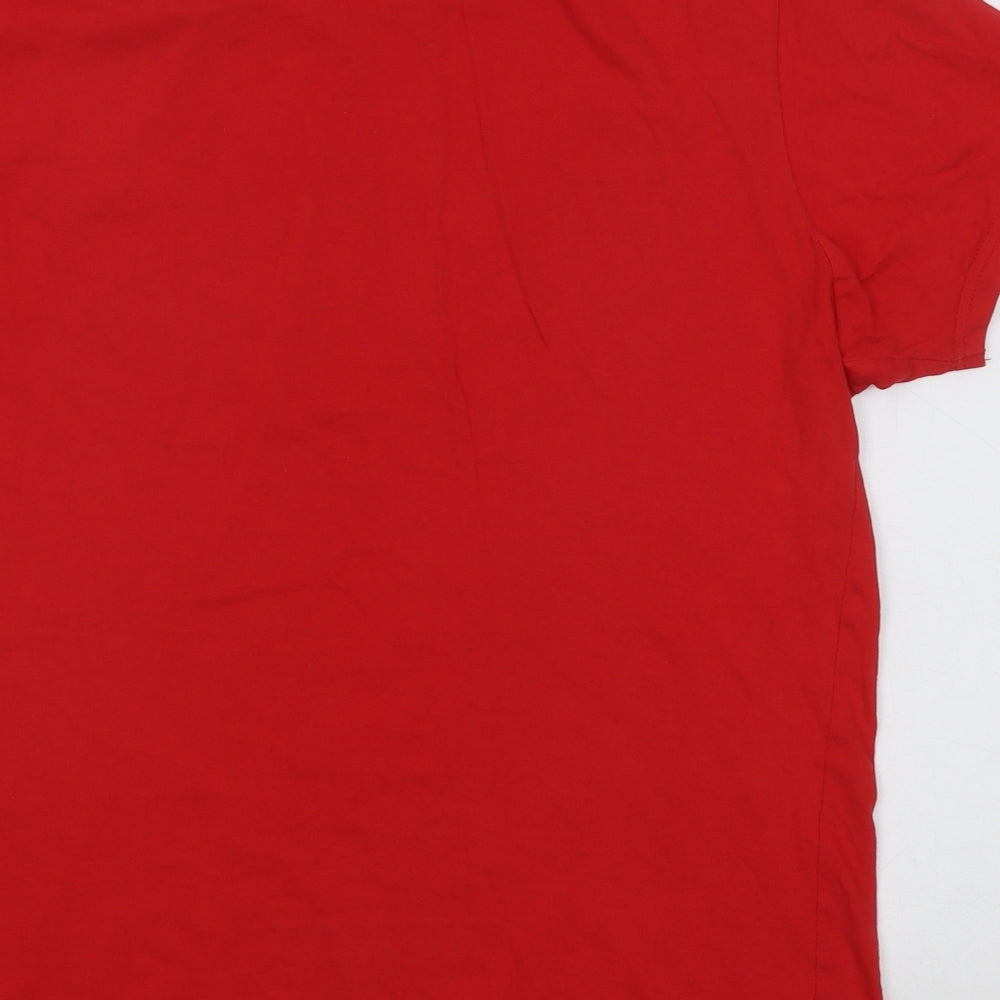 Primark Womens Red Cotton Basic T-Shirt Size M Round Neck - Boston
