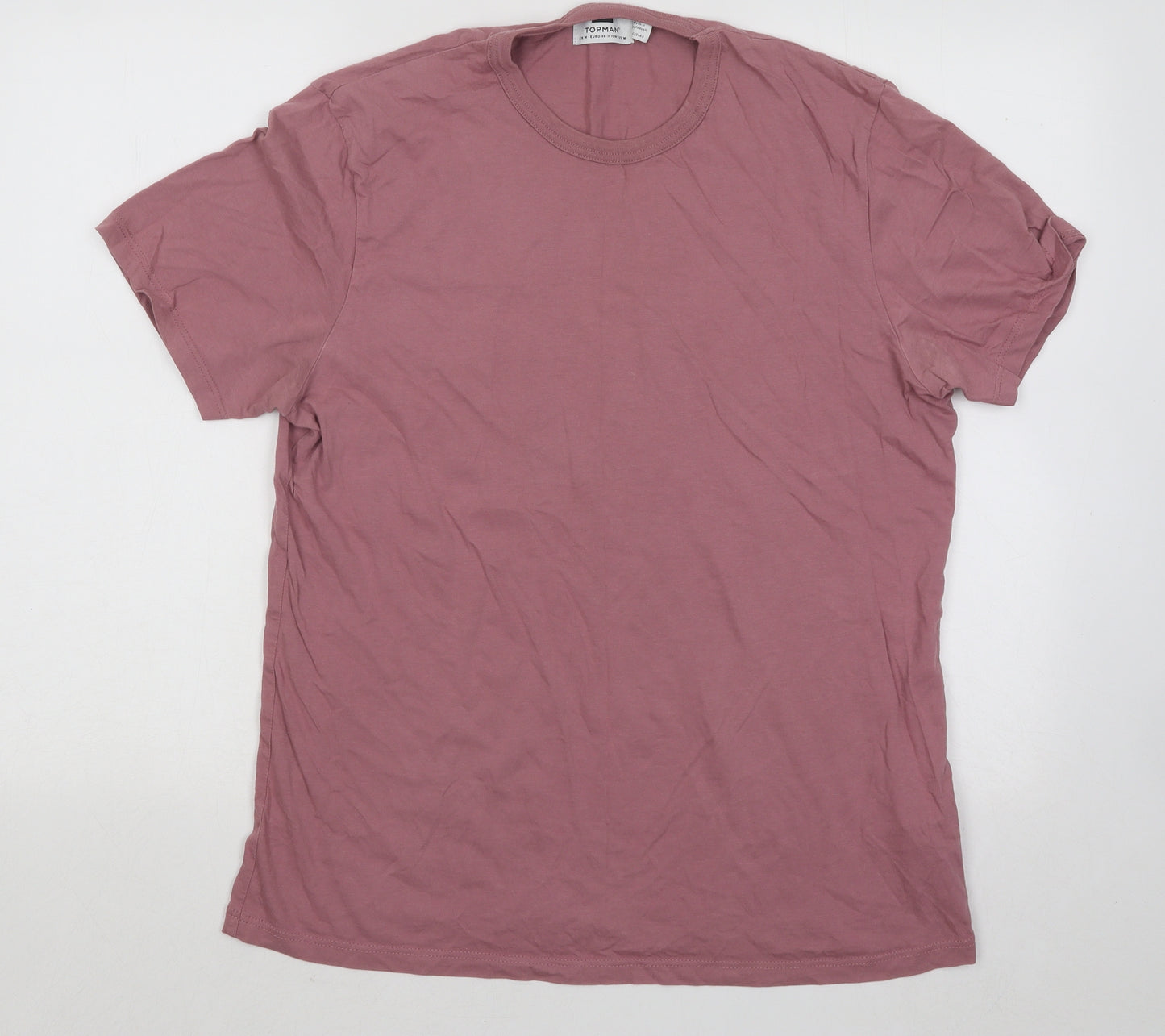 Topman Mens Pink Cotton T-Shirt Size M Round Neck