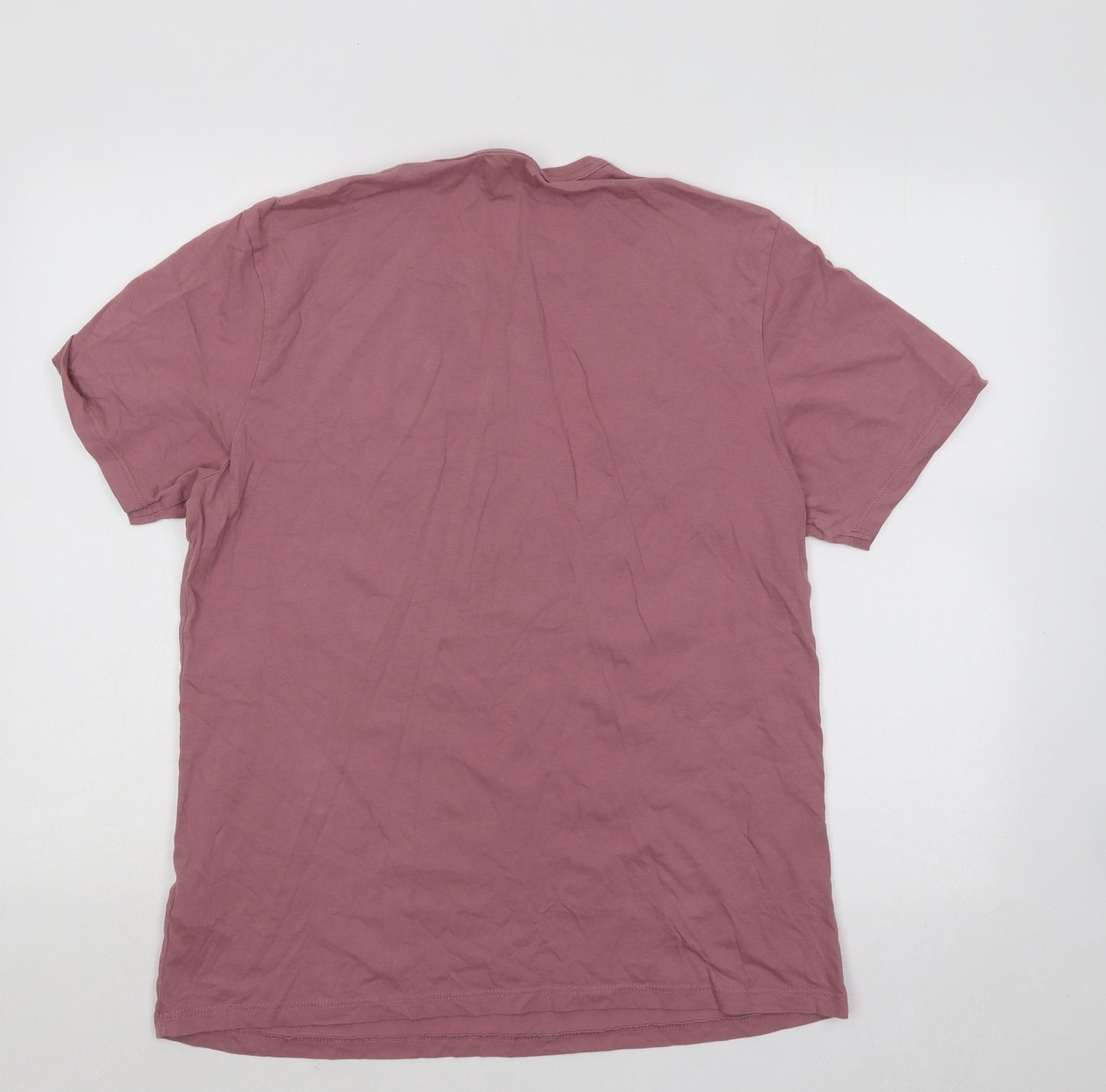 Topman Mens Pink Cotton T-Shirt Size M Round Neck
