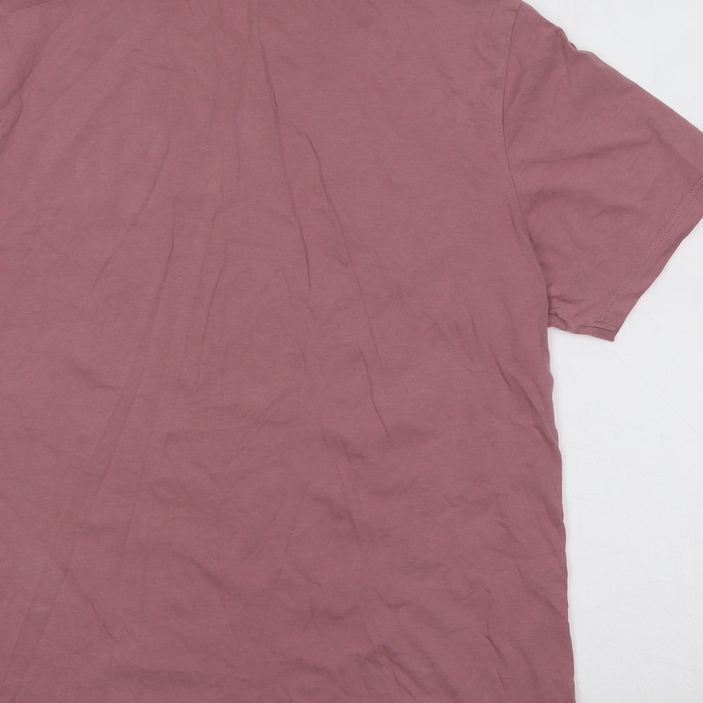 Topman Mens Pink Cotton T-Shirt Size M Round Neck