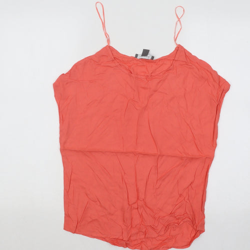 Primark Womens Red Cotton Basic T-Shirt Size 6 Round Neck