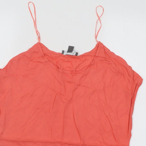 Primark Womens Red Cotton Basic T-Shirt Size 6 Round Neck
