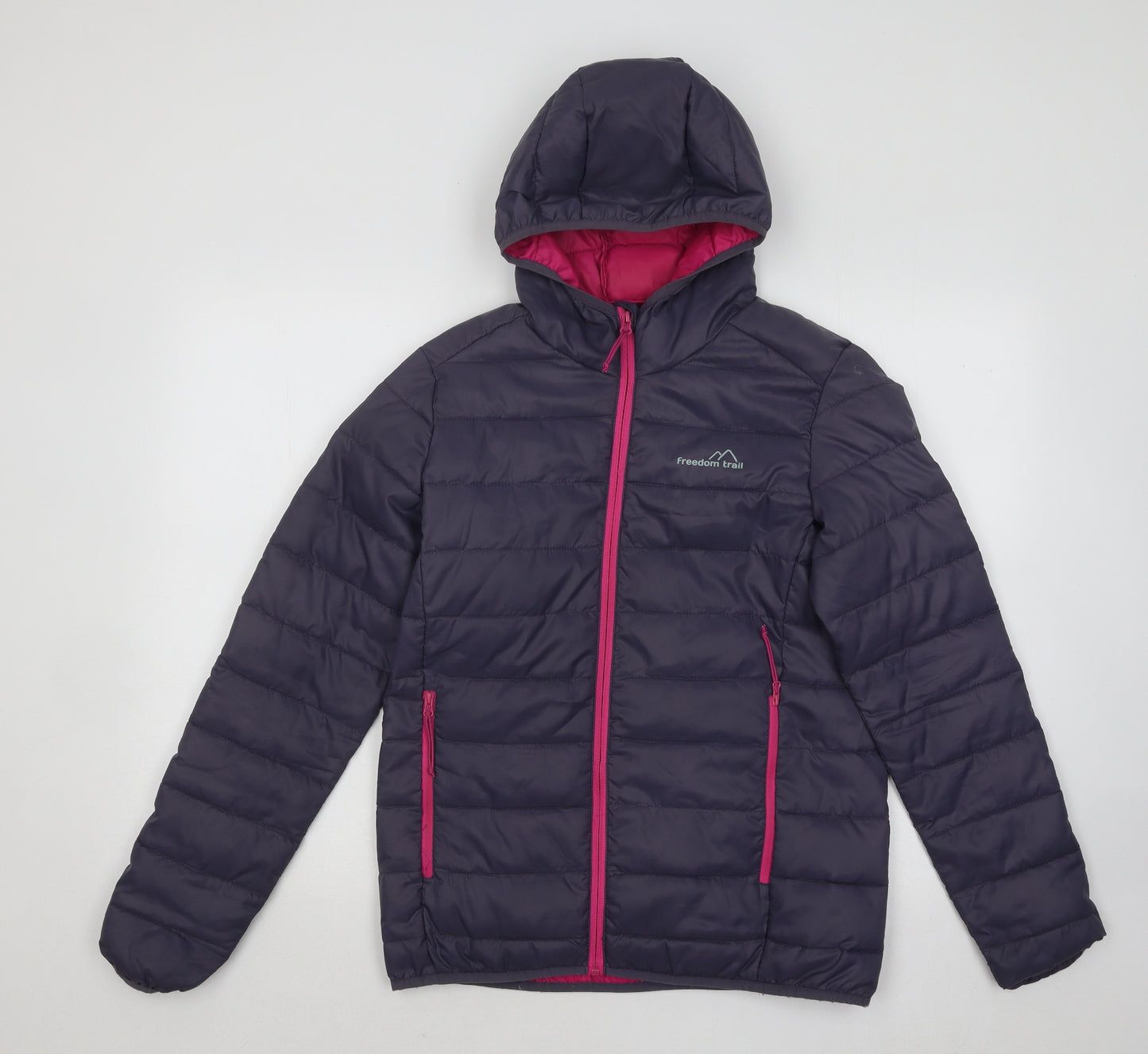 Freedom Trail Womens Blue Puffer Jacket Coat Size 8 Zip