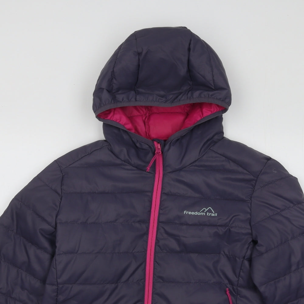 Freedom Trail Womens Blue Puffer Jacket Coat Size 8 Zip