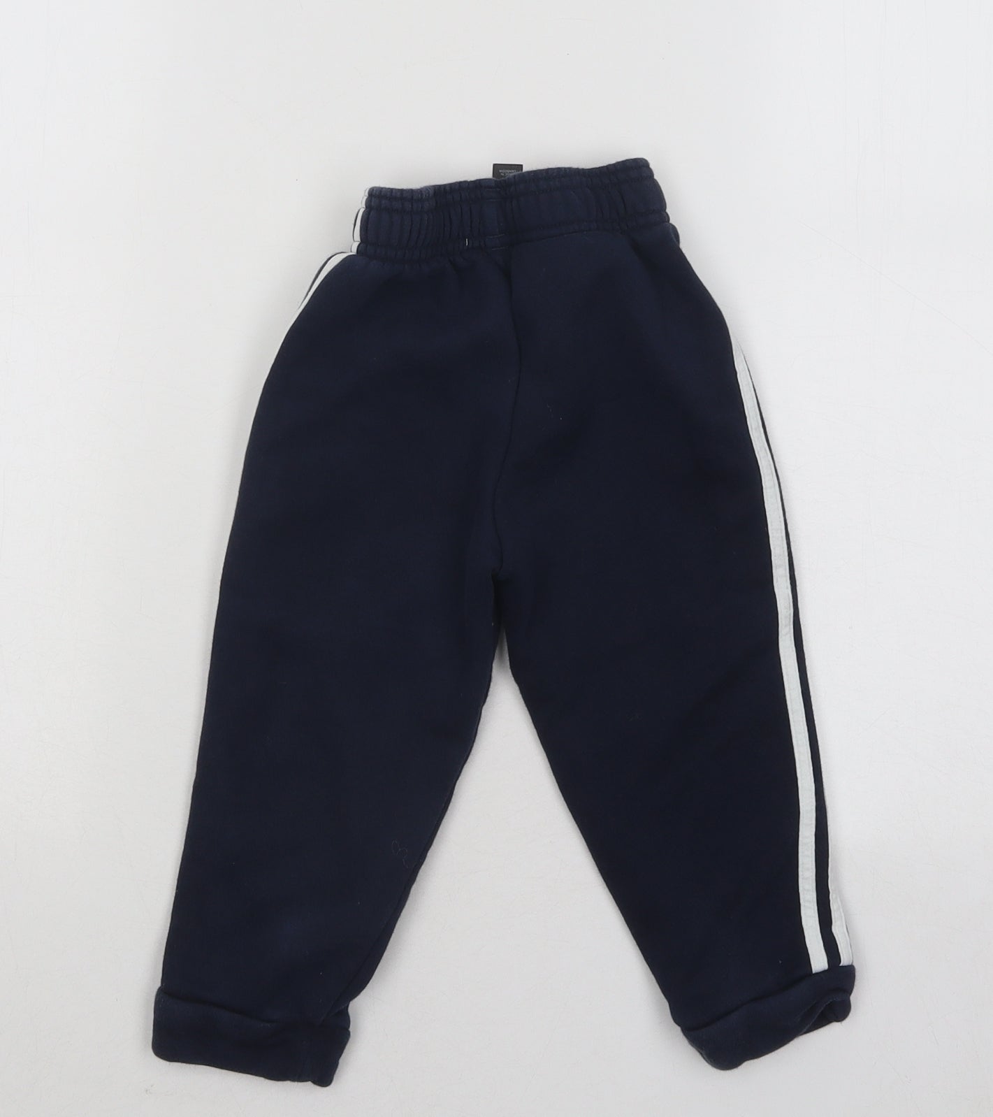 adidas Boys Blue Cotton Jogger Trousers Size 2 Years Regular Pullover