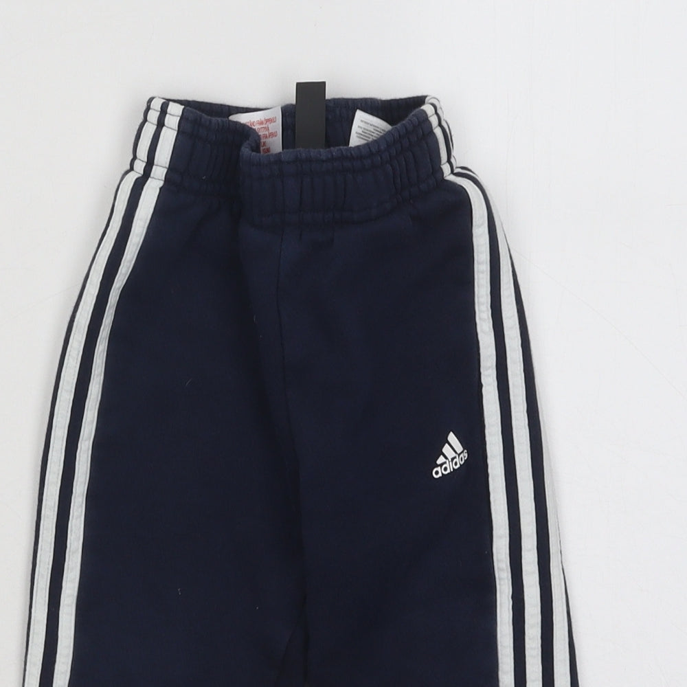 adidas Boys Blue Cotton Jogger Trousers Size 2 Years Regular Pullover