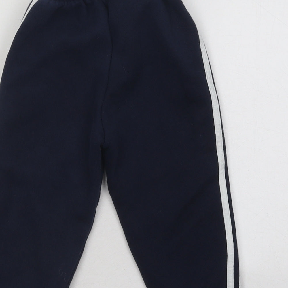adidas Boys Blue Cotton Jogger Trousers Size 2 Years Regular Pullover
