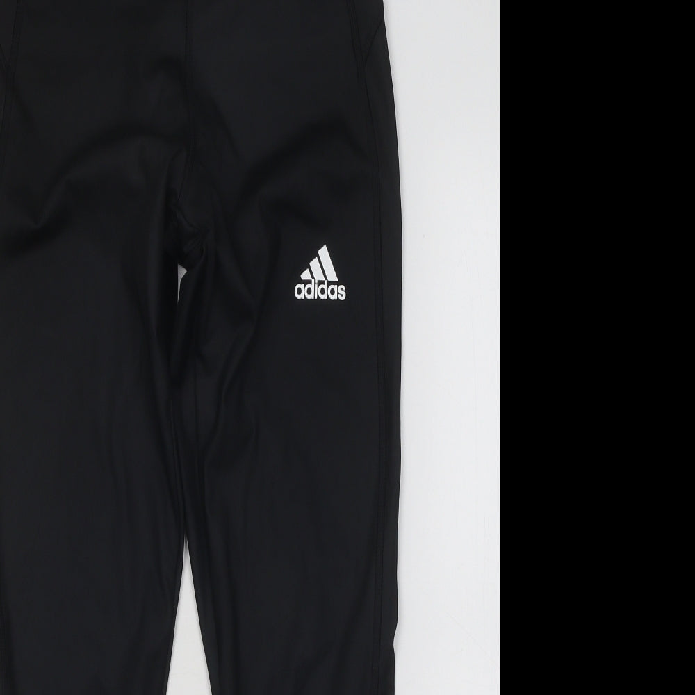 adidas Womens Black Polyester Compression Leggings Size 24 in L24 in Regular