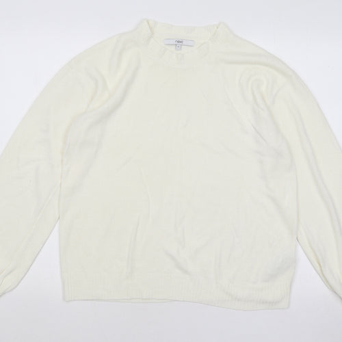 NEXT Womens Ivory Round Neck Cotton Pullover Jumper Size M