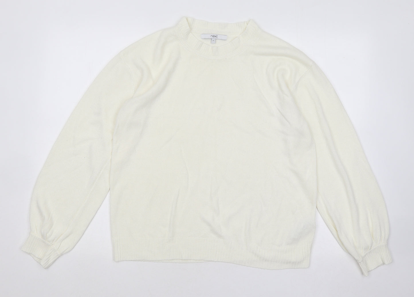 NEXT Womens Ivory Round Neck Cotton Pullover Jumper Size M