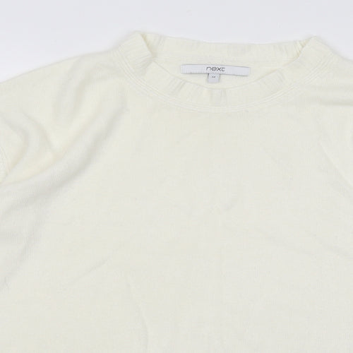 NEXT Womens Ivory Round Neck Cotton Pullover Jumper Size M