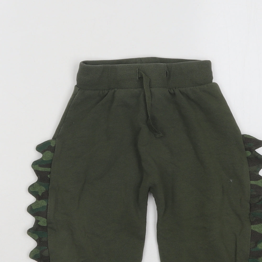 NEXT Boys Green Cotton Jogger Trousers Size 2-3 Years Regular Drawstring