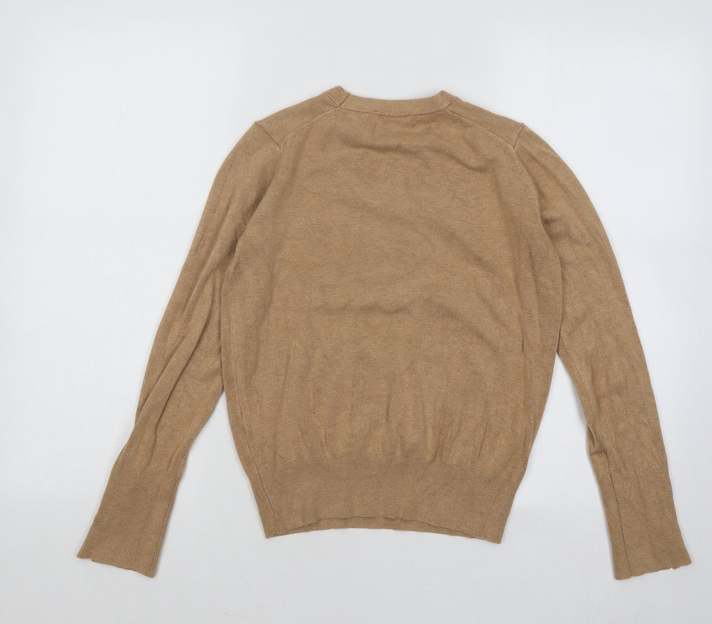 Zara Womens Beige Round Neck Viscose Pullover Jumper Size M