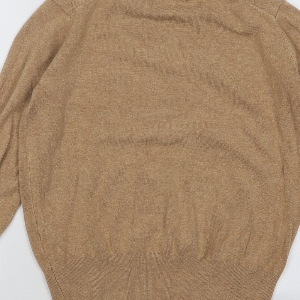 Zara Womens Beige Round Neck Viscose Pullover Jumper Size M