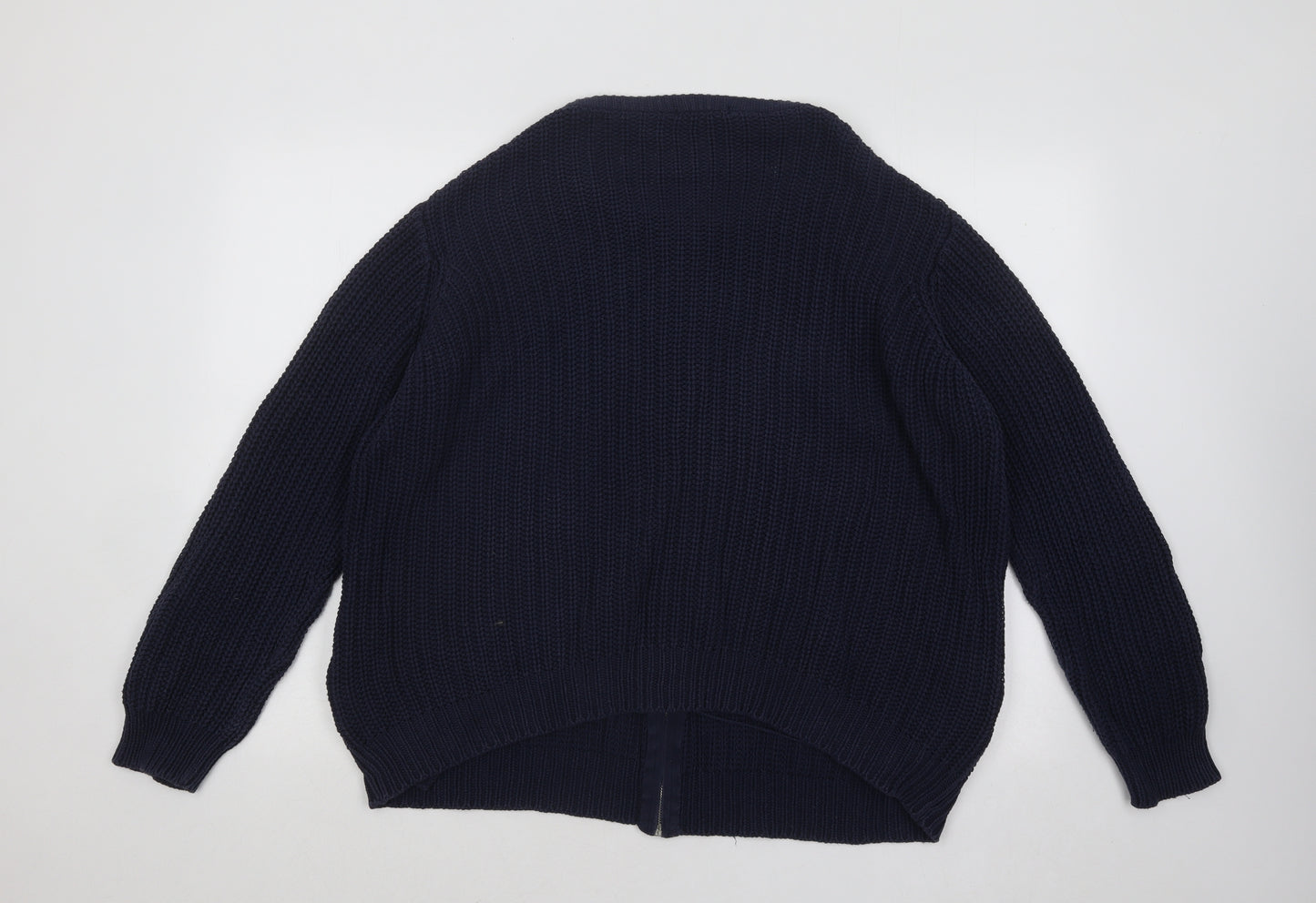 TU Womens Blue Round Neck Cotton Full Zip Jumper Size 20