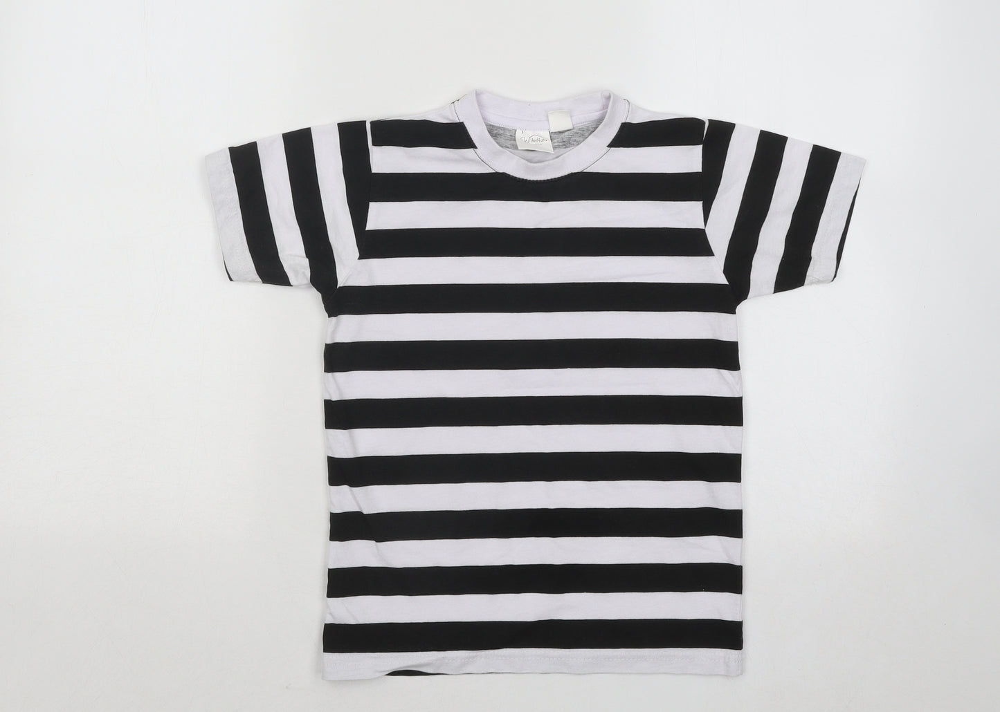 Wicked Fun Boys Black Striped Cotton Basic T-Shirt Size 9-10 Years Round Neck Pullover