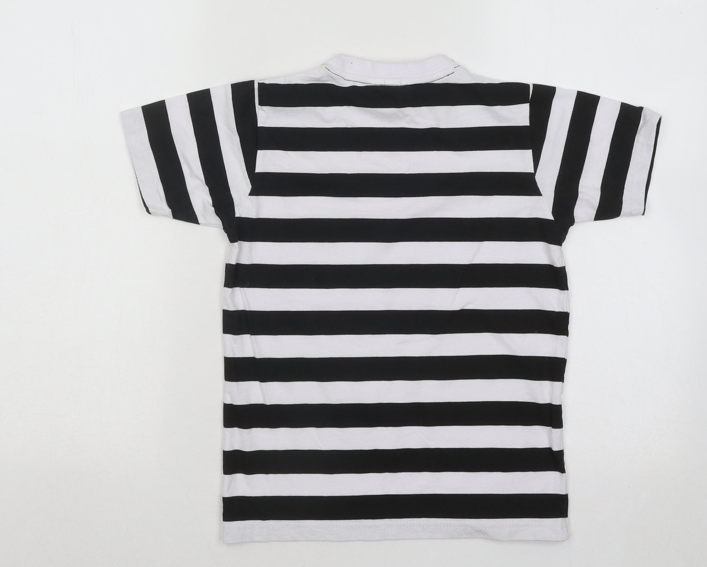 Wicked Fun Boys Black Striped Cotton Basic T-Shirt Size 9-10 Years Round Neck Pullover