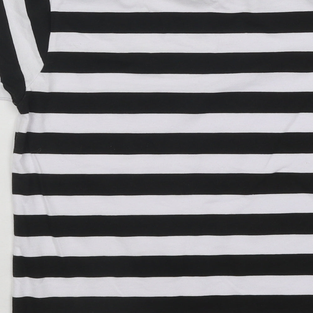 Wicked Fun Boys Black Striped Cotton Basic T-Shirt Size 9-10 Years Round Neck Pullover