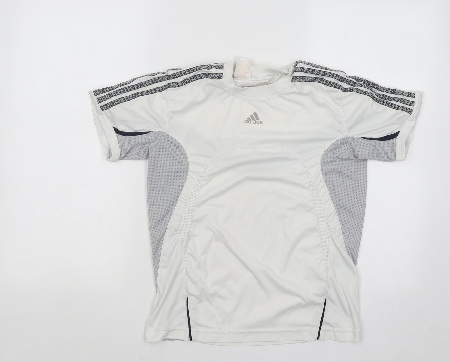 adidas Womens White Polyester Basic T-Shirt Size S Round Neck Pullover