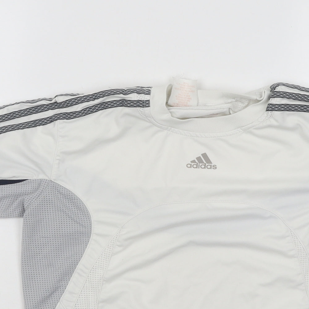 adidas Womens White Polyester Basic T-Shirt Size S Round Neck Pullover