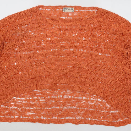Vouley Vous Womens Orange Round Neck Acrylic Pullover Jumper Size M