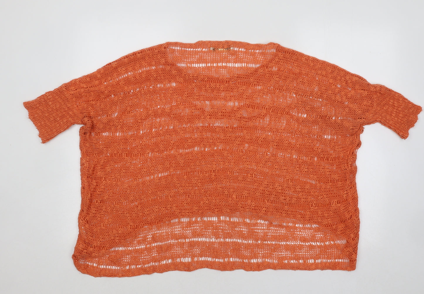 Vouley Vous Womens Orange Round Neck Acrylic Pullover Jumper Size M