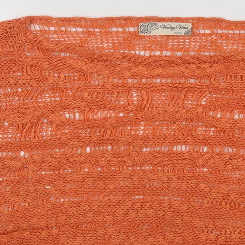 Vouley Vous Womens Orange Round Neck Acrylic Pullover Jumper Size M