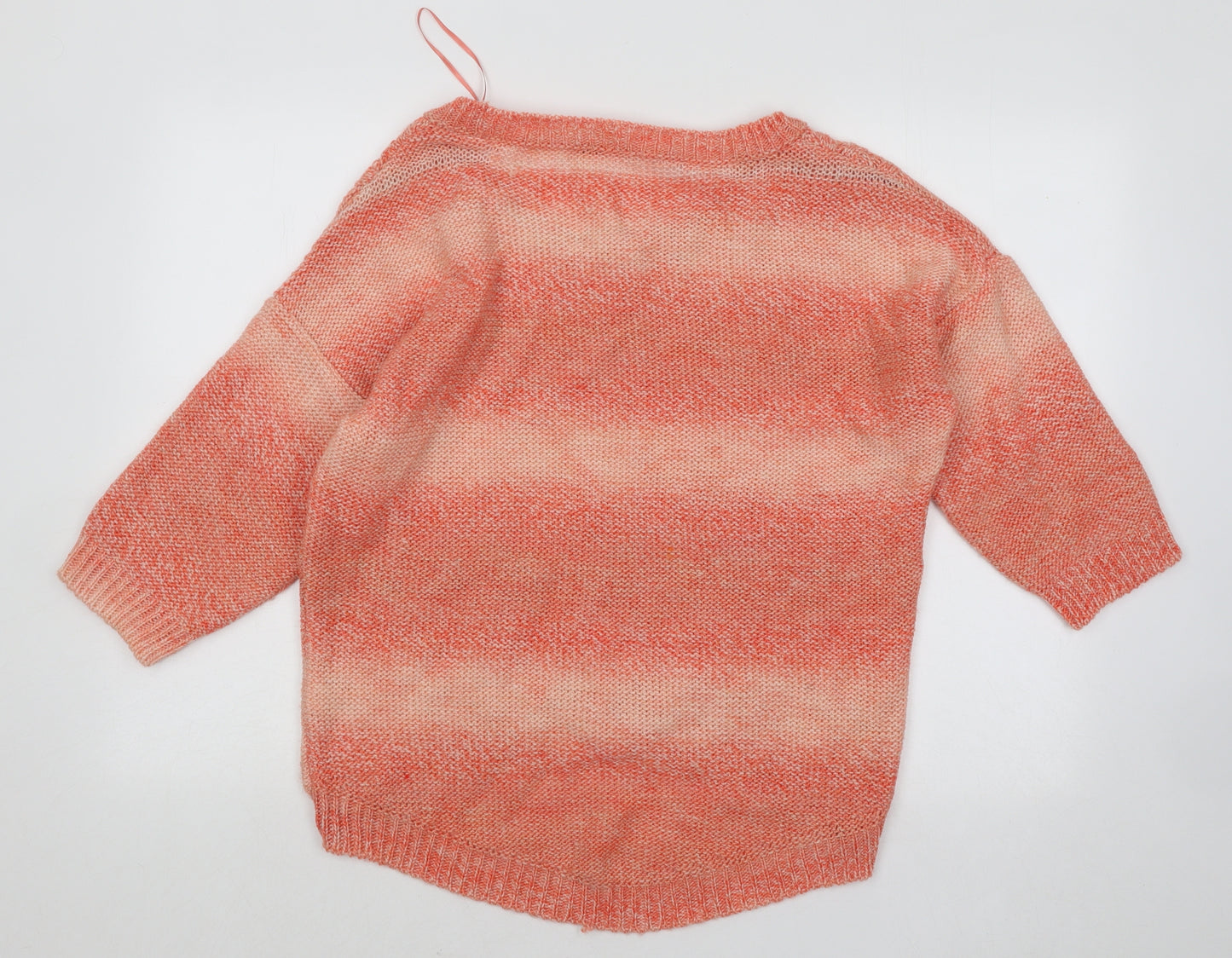 George Womens Orange Round Neck Geometric Acrylic Pullover Jumper Size 18