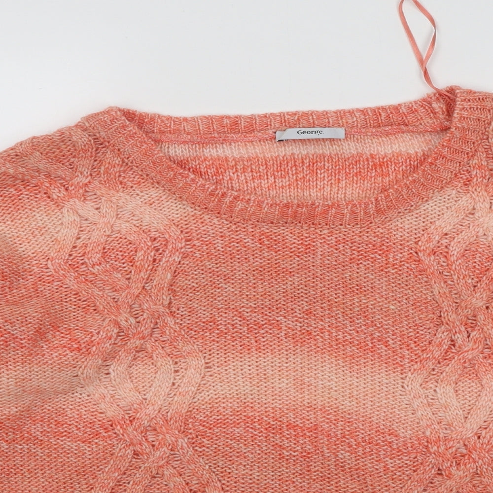 George Womens Orange Round Neck Geometric Acrylic Pullover Jumper Size 18