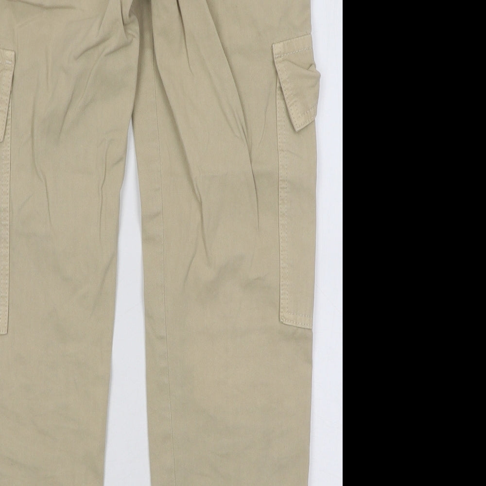 Boohoo Womens Beige Cotton Cargo Trousers Size 8 L27 in Regular Button