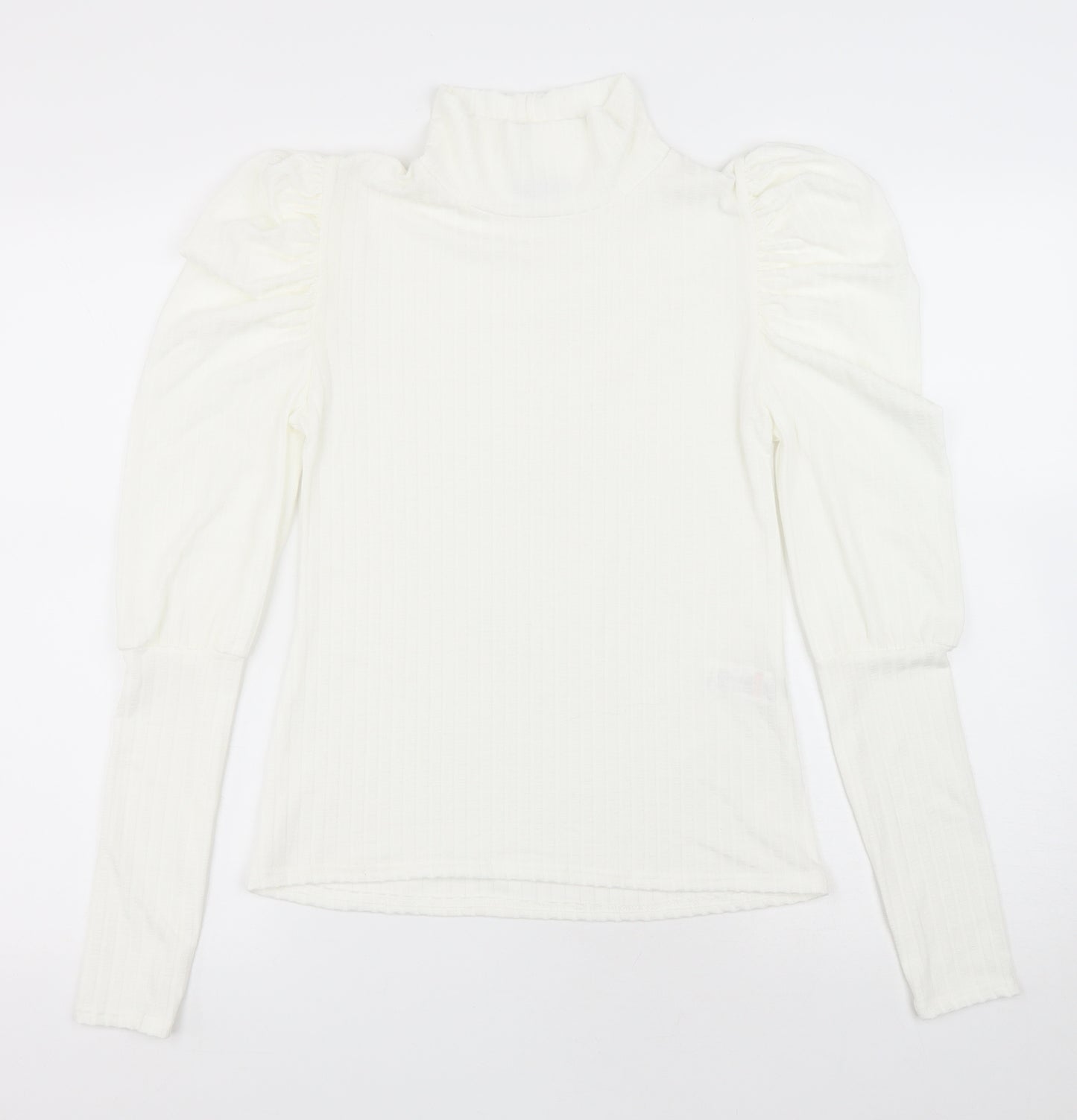 I SAW IT FIRST Womens Ivory Polyester Jersey T-Shirt Size 12 High Neck