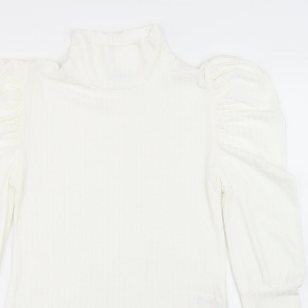 I SAW IT FIRST Womens Ivory Polyester Jersey T-Shirt Size 12 High Neck