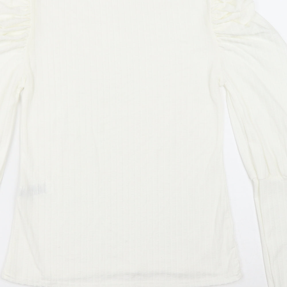 I SAW IT FIRST Womens Ivory Polyester Jersey T-Shirt Size 12 High Neck