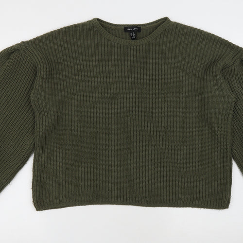 New Look Womens Green Round Neck Acrylic Pullover Jumper Size M