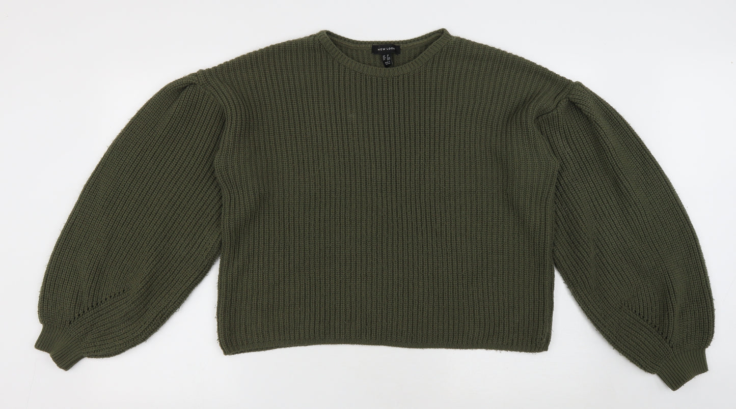 New Look Womens Green Round Neck Acrylic Pullover Jumper Size M