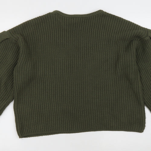 New Look Womens Green Round Neck Acrylic Pullover Jumper Size M