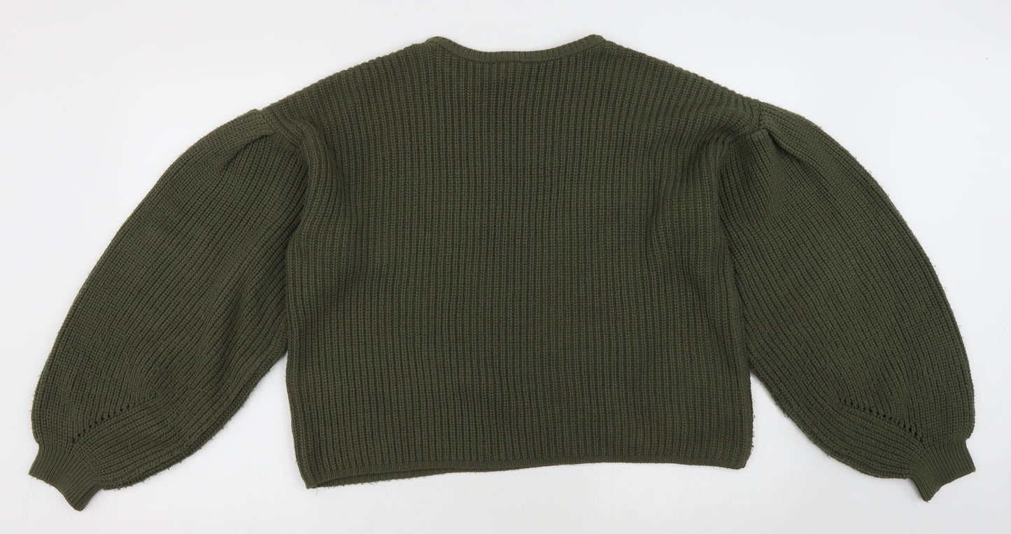 New Look Womens Green Round Neck Acrylic Pullover Jumper Size M