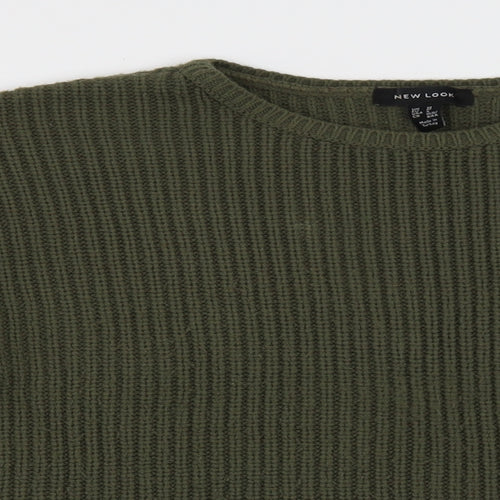 New Look Womens Green Round Neck Acrylic Pullover Jumper Size M