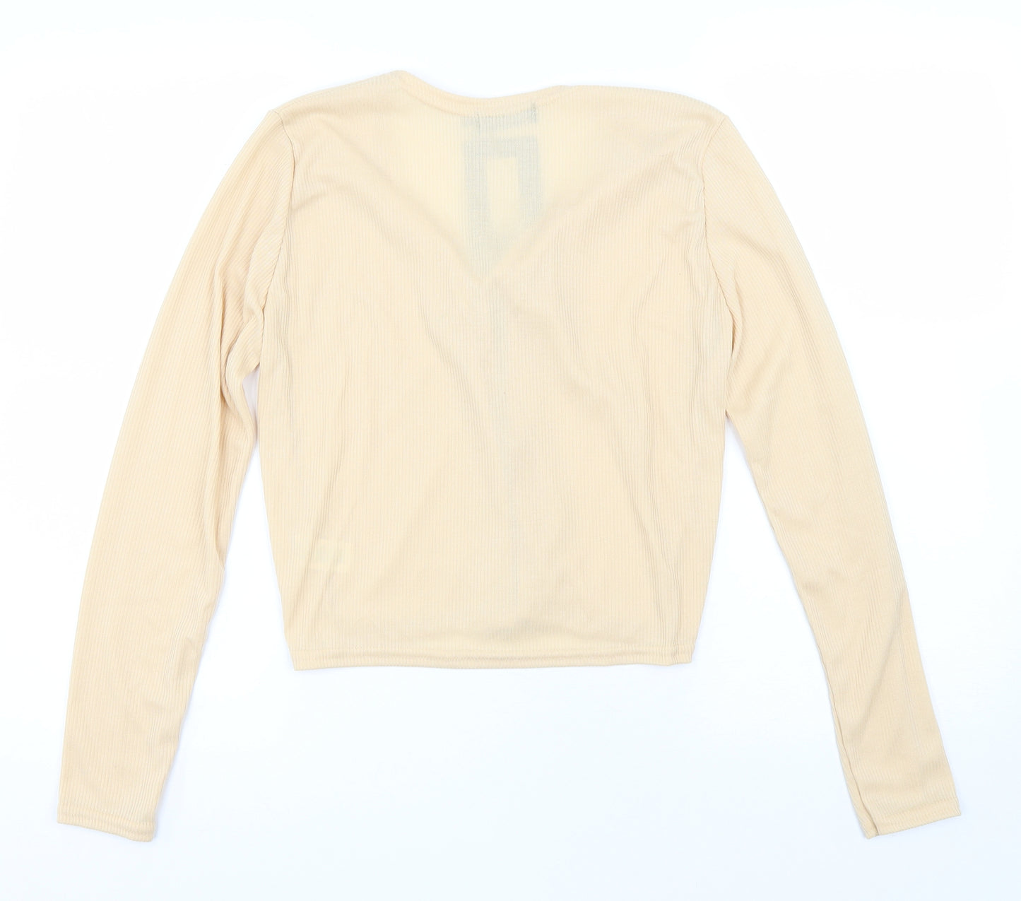 Pretty Little Thing Womens Beige V-Neck Polyester Cardigan Jumper Size 12