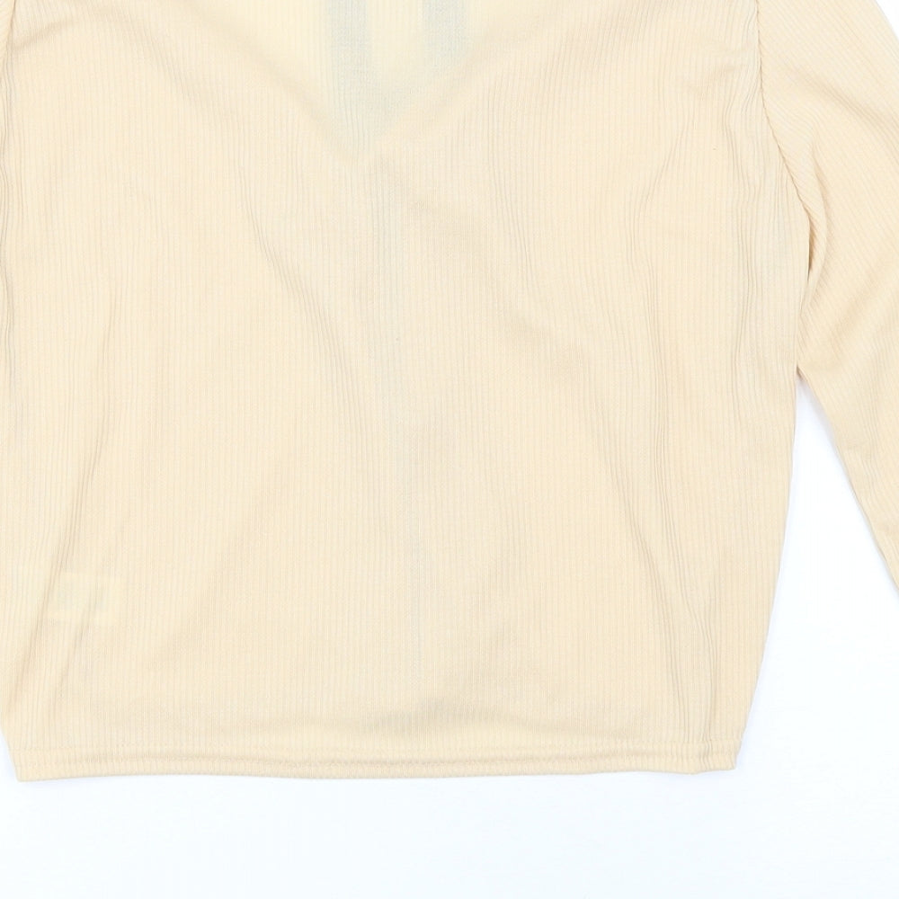 Pretty Little Thing Womens Beige V-Neck Polyester Cardigan Jumper Size 12